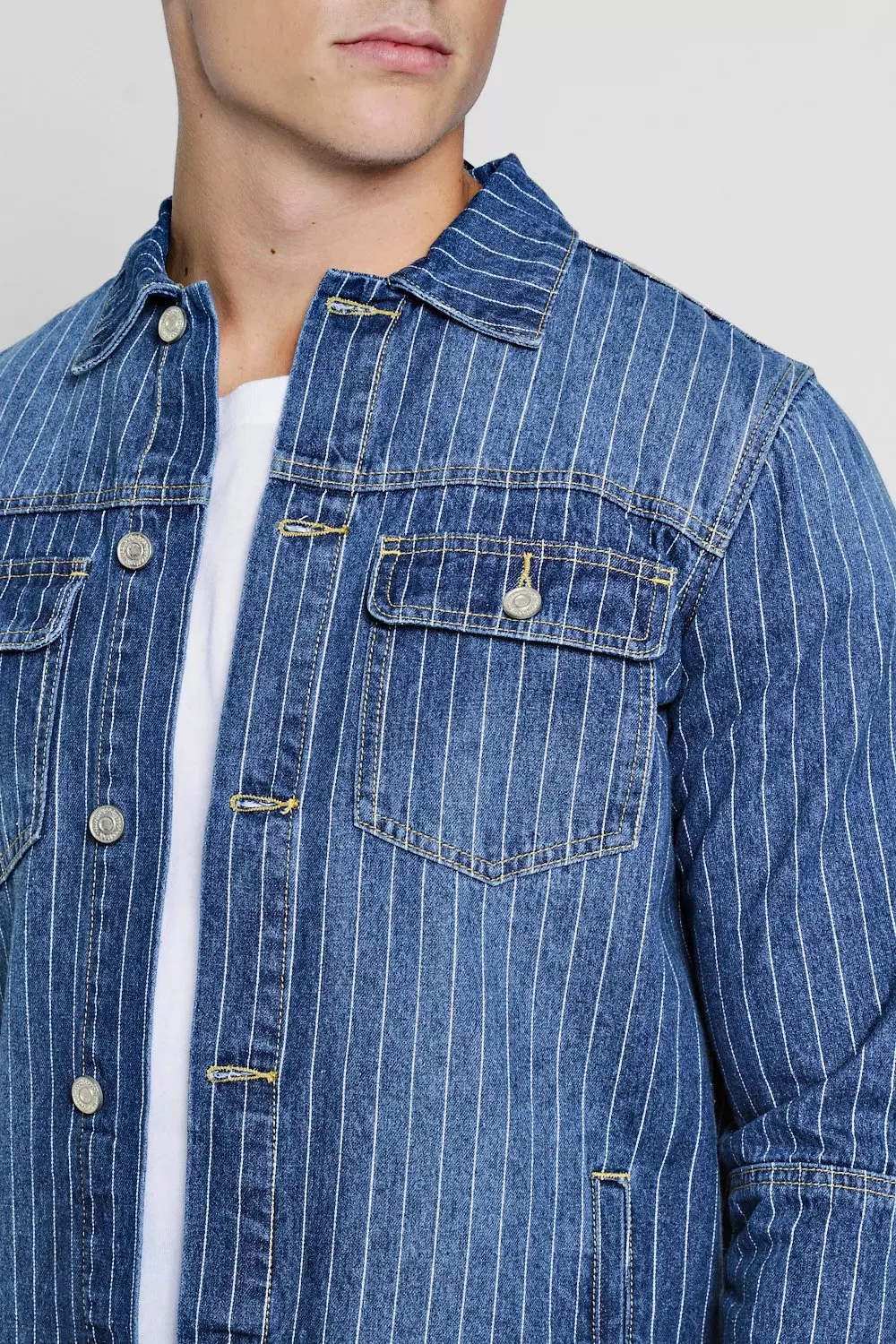 Pinstripe denim store